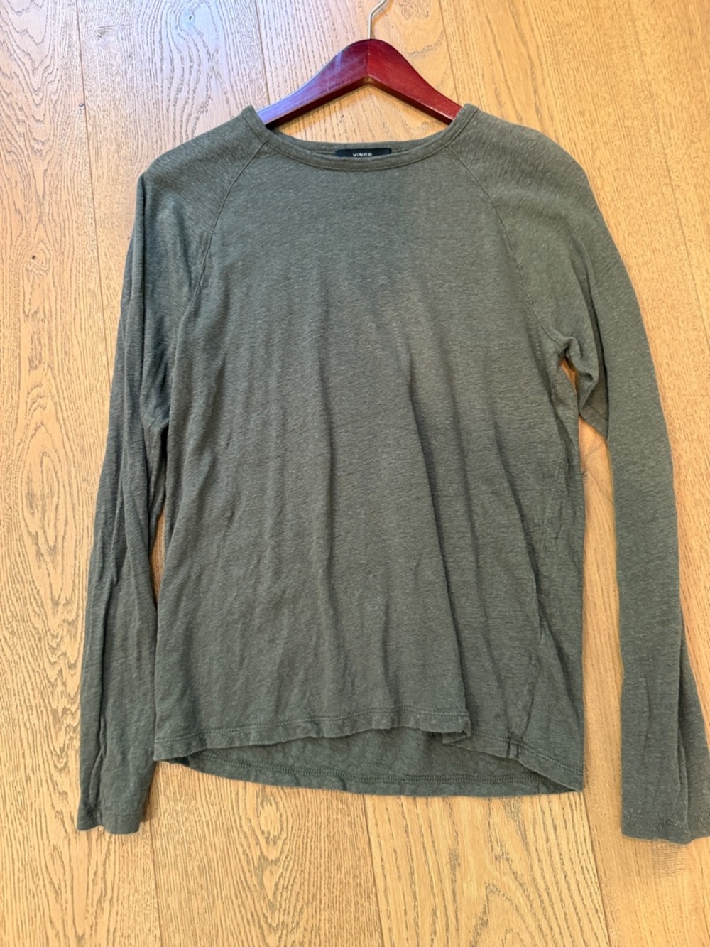 Vince Olive Green Long Sleeve Crewneck Tee